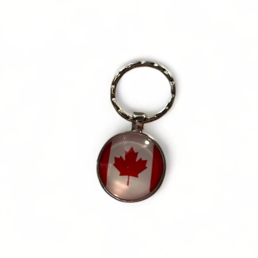 Canada Flag Domed Keychain with Keyring Small